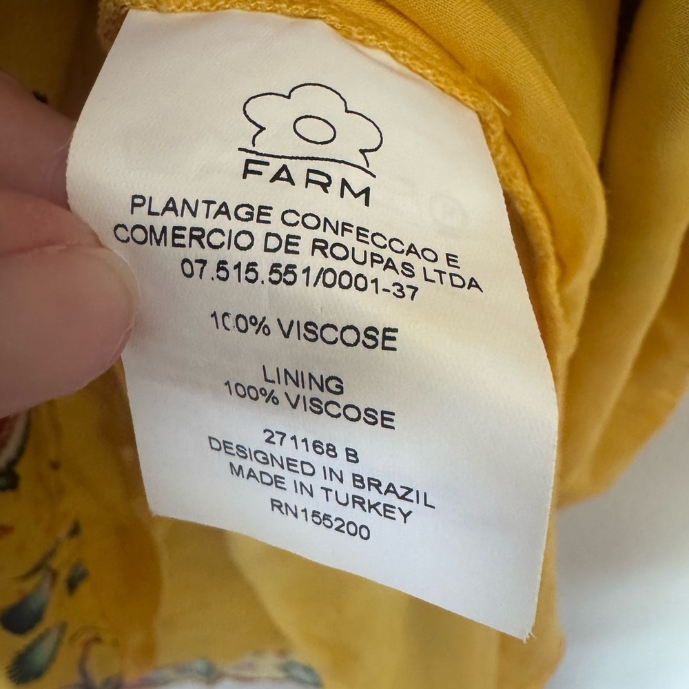 FARM RIO Anthropologie Bria Floral Off-Shoulder Yellow Dress Size XS - Picture 8 of 8